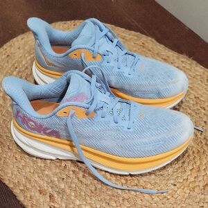 Hoka Women's Athletic Shoes in Light Blue and Yellow